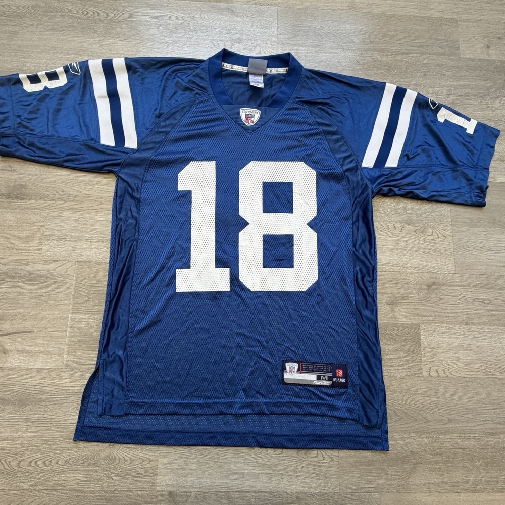 Vintage Reebok Authentic Peyton Manning Colts Jersey Mens M Blue #18 NFL